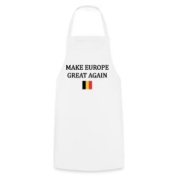 Make Europe Great Again – Belgium - Cooking Apron - white - Front - AI Model Male 185 dark (185cm)