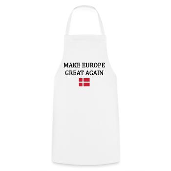 Make Europe Great Again – Denmark - Cooking Apron - white - Front - AI Model Male 185 dark (185cm)