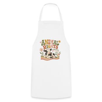 Animal Rights Calf Vegan Retro - Cooking Apron - white - Front - AI Model Male 185 dark (185cm)