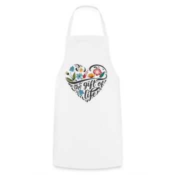 Flower Heart - Cooking Apron - white - Front - AI Model Male 185 dark (185cm)