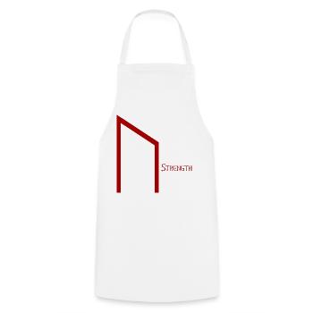 Uruz Rune with Sense Red – Viking Futhark Norse - Cooking Apron - white - Front - AI Model Male 185 dark (185cm)