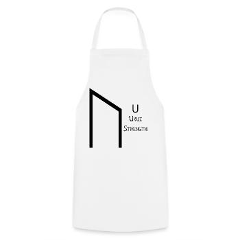Uruz Rune Complete Black – Viking Futhark - Cooking Apron - white - Front - AI Model Male 185 dark (185cm)