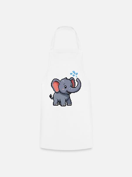 Pixel Elefant mit Blasen - Kochschürze - Weiß