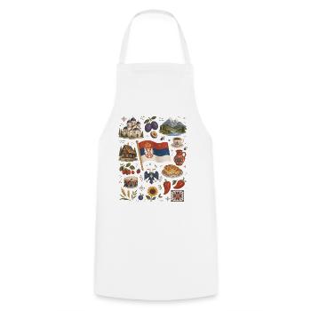 Serbia | Balkans, Tradition & Homeland - Cooking Apron - white - Front - AI Model Male 185 dark (185cm)