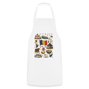 Romania | Carpathians, Culture & Homeland - Cooking Apron - white - Front - AI Model Male 185 dark (185cm)