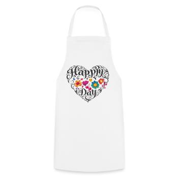 Flower Heart Happy Day - Cooking Apron - white - Front - AI Model Male 185 dark (185cm)