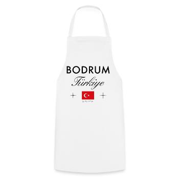 Bodrum Turkey Coordinates Travel Souvenir - Cooking Apron - white - Front - AI Model Male 185 dark (185cm)