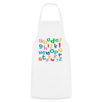 School Child ABC Letters - Cooking Apron - white - Front - AI Model Male 185 dark (185cm)