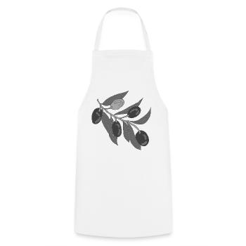 Grey olive branches - Cooking Apron - white - Front - AI Model Male 185 dark (185cm)