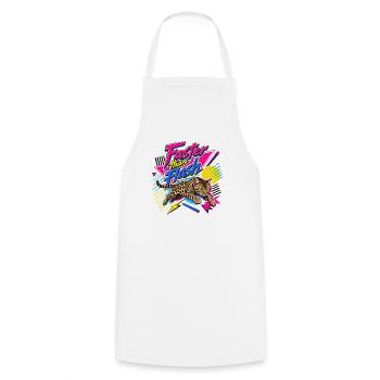 Retro 90s Bengal Cat Sprint - Cooking Apron - white - Front - AI Model Male 185 dark (185cm)