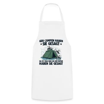 Camping Nah an der Natur Zelten - Kochschürze - Weiß - Vorne - AI Model Male 185 dark (185cm)