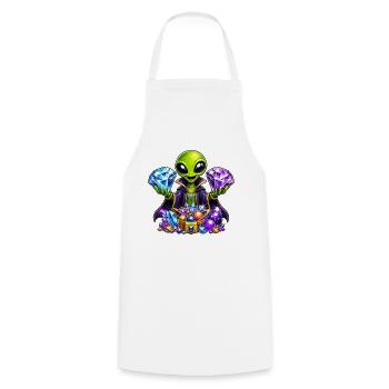 Alien Treasure Mage - Cooking Apron - white - Front - AI Model Male 185 dark (185cm)