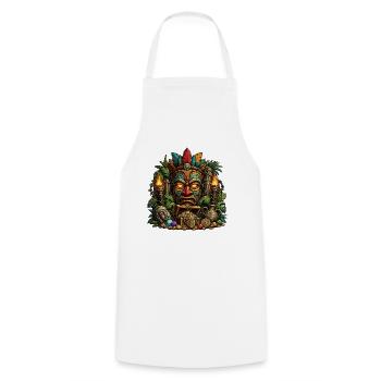 Tiki Totem Treasure Mask - Cooking Apron - white - Front - AI Model Male 185 dark (185cm)