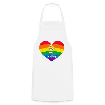 WIR SIND DIE VIELEN, DEMOKRATIE, PRIDE, LGBTQ+ - Kochschürze - Weiß - Vorne - AI Model Male 185 dark (185cm)