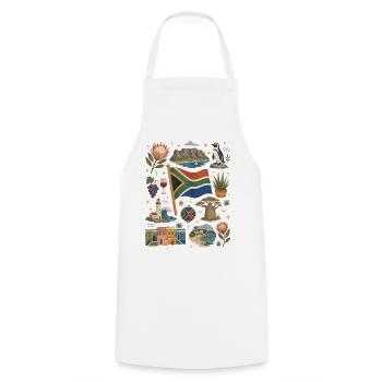 South Africa | Cape Town, Coast & Wilderness - Cooking Apron - white - Front - AI Model Male 185 dark (185cm)