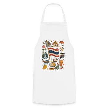 Thailand | Tempel, Tropen & Streetfood - Kochschürze - Weiß - Vorne - AI Model Male 185 dark (185cm)