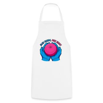 Blue Hands and Pink Fruit – Pop Art - Cooking Apron - white - Front - AI Model Male 185 dark (185cm)