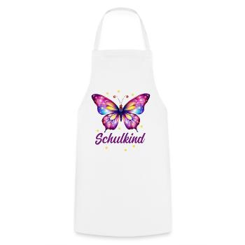 Schulkind Schmetterling Einschulung 1. Klasse - Kochschürze - Weiß - Vorne - AI Model Male 185 dark (185cm)