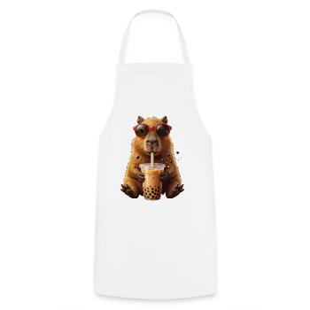 Sun hamster with bubble tea - Cooking Apron - white - Front - AI Model Male 185 dark (185cm)