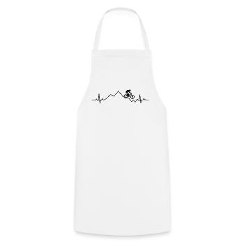 VTT, ECG, battement de cœur, saut en montagne en VTT - Tablier de cuisine - blanc - Devant - AI Model Male 185 dark (185cm)