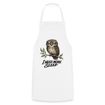 Vintage Tired Owl I NEED MORE SLEEP - Cooking Apron - white - Front - AI Model Male 185 dark (185cm)