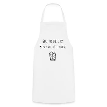 Soupe du jour - Soupe du jour - Pour les amateurs de whisky - Tablier de cuisine - blanc - Devant - AI Model Male 185 dark (185cm)