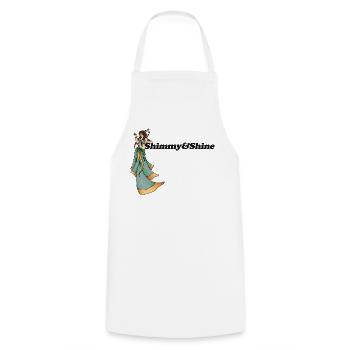 Shimmy Goddess in Green - Cooking Apron - white - Front - AI Model Male 185 dark (185cm)