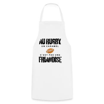 Au Rugby Un Caramel C'est Pas Une Friandise. rugby - Tablier de cuisine - blanc - Devant - AI Model Male 185 dark (185cm)