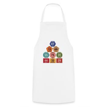 Vintage France Departments - Cooking Apron - white - Front - AI Model Male 185 dark (185cm)