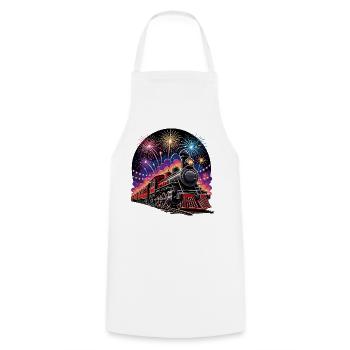 Steam Train Fireworks Night - Cooking Apron - white - Front - AI Model Male 185 dark (185cm)