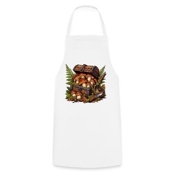 Forest Mushroom Treasure Chest - Cooking Apron - white - Front - AI Model Male 185 dark (185cm)