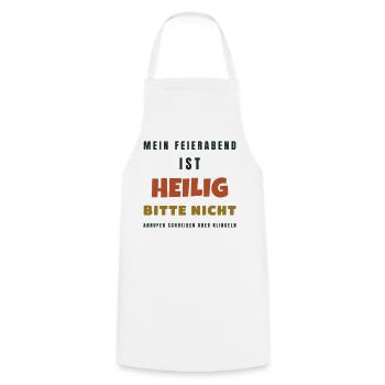 Mein Feierabend ist heilig - Lustiger Spruch - Kochschürze - Weiß - Vorne - AI Model Male 185 dark (185cm)