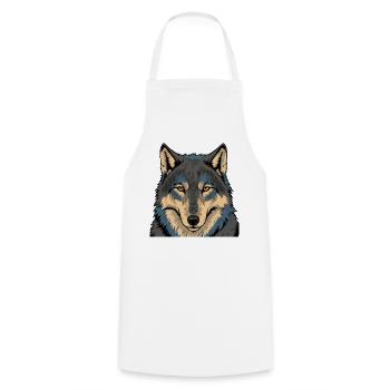 Portrait du Loup de la Lune Azur - Tablier de cuisine - blanc - Devant - AI Model Male 185 dark (185cm)