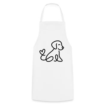 Un chien mignon avec un cœur à la queue - Tablier de cuisine - blanc - Devant - AI Model Male 185 dark (185cm)