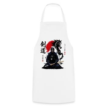 Pferde-Kendo Karate Judo Akido Martial Arts Kendo - Kochschürze - Weiß - Vorne - AI Model Male 185 dark (185cm)
