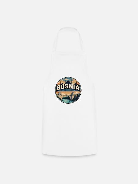Retro Bosnia Mostar Stari Höchstabzeichen - Kochschürze - Weiß