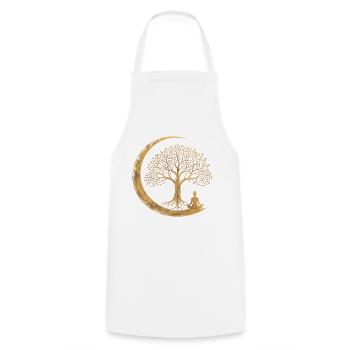Golden Tree of Life Moon Meditation Spirituality - Cooking Apron - white - Front - AI Model Male 185 dark (185cm)