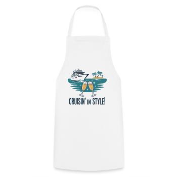 Croisin' in Style – Vacances de croisière de luxe - Tablier de cuisine - blanc - Devant - AI Model Male 185 dark (185cm)