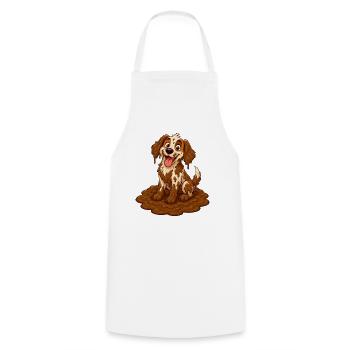 Joyeux Champion des Flaques de Chien Boueux - Tablier de cuisine - blanc - Devant - AI Model Male 185 dark (185cm)