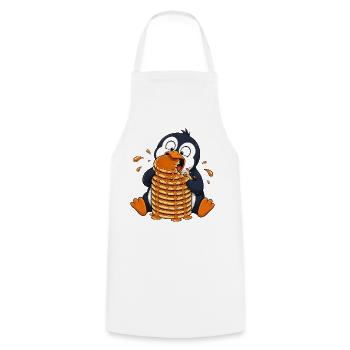 Pinguin mit Pancakes Lustiger Cartoon - Kochschürze - Weiß - Vorne - AI Model Male 185 dark (185cm)