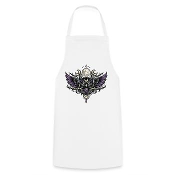 Moon Spirit Owl Emblem with Violet Crystal - Cooking Apron - white - Front - AI Model Male 185 dark (185cm)
