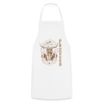 Liberty Bull Head Ornament - Cooking Apron - white - Front - AI Model Male 185 dark (185cm)