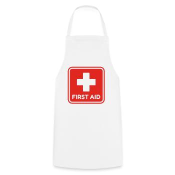 Erste Hilfe Rotes Ärztekreuz Gesundheitssicherheit - Kochschürze - Weiß - Vorne - AI Model Male 185 dark (185cm)