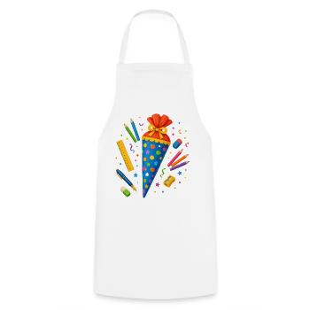 Cône d’école coloré avec les fournitures scolaires - Tablier de cuisine - blanc - Devant - AI Model Male 185 dark (185cm)