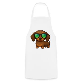 Dackel Hund mit Sonnenbrille Sommer Cartoon - Kochschürze - Weiß - Vorne - AI Model Male 185 dark (185cm)