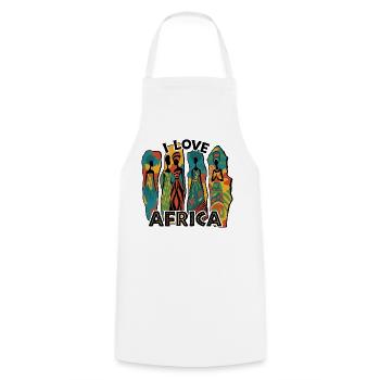 I LOVE AFRICA - Cooking Apron - white - Front - AI Model Male 185 dark (185cm)