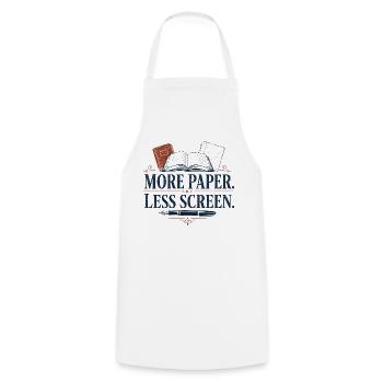 More Paper Less Screen - Kochschürze - Weiß - Vorne - AI Model Male 185 dark (185cm)