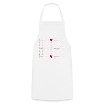 Tennisplatz - Kochschürze - Weiß - Vorne - AI Model Male 185 dark (185cm)