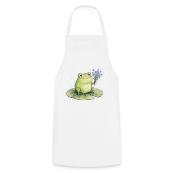 Grenouille mignonne avec des fleurs de myosotis - Tablier de cuisine - blanc - Devant - AI Model Male 185 dark (185cm)