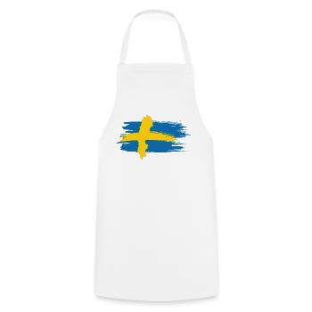 Schweden – Blau Gelb Landkarte Brush Design - Kochschürze - Weiß - Vorne - AI Model Male 185 dark (185cm)